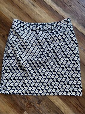 Rafaella Navy White & Tan Geometric Mini Skirt